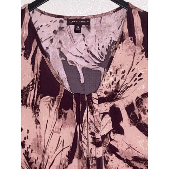 Dana Buchman XL Sleeveless Floral Printed Dress Brown Beige Comfortable Y2K - Picture 3 of 16